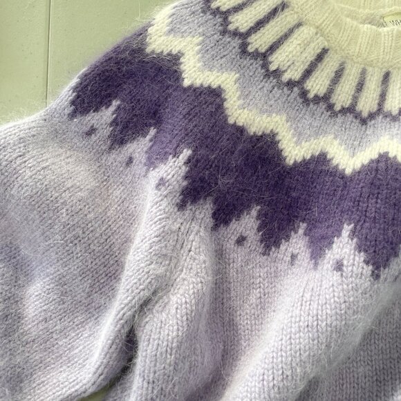 Y2K Vintage White Stag Sweater Size XL Crewneck Nordic Fair Isle Lambswool - Picture 5 of 6